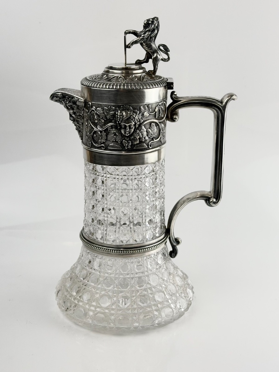 Carafe en cristal taillé et argent massif Mascarons-photo-6