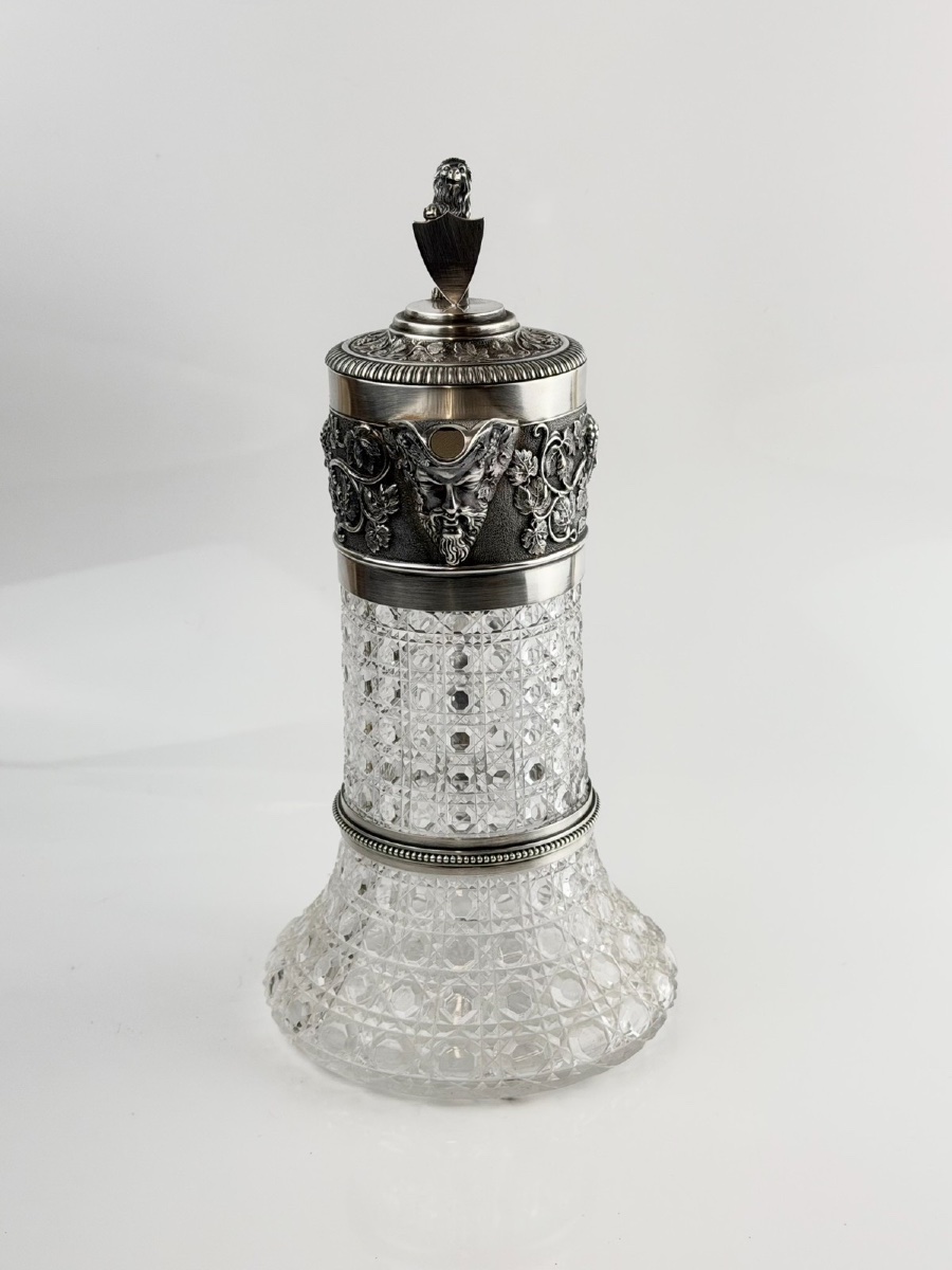 Carafe en cristal taillé et argent massif Mascarons-photo-7