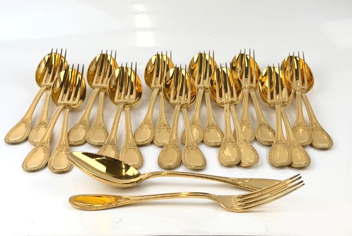 12 Vermeil Tableware Pieces With Palmette Designs By Hénin
