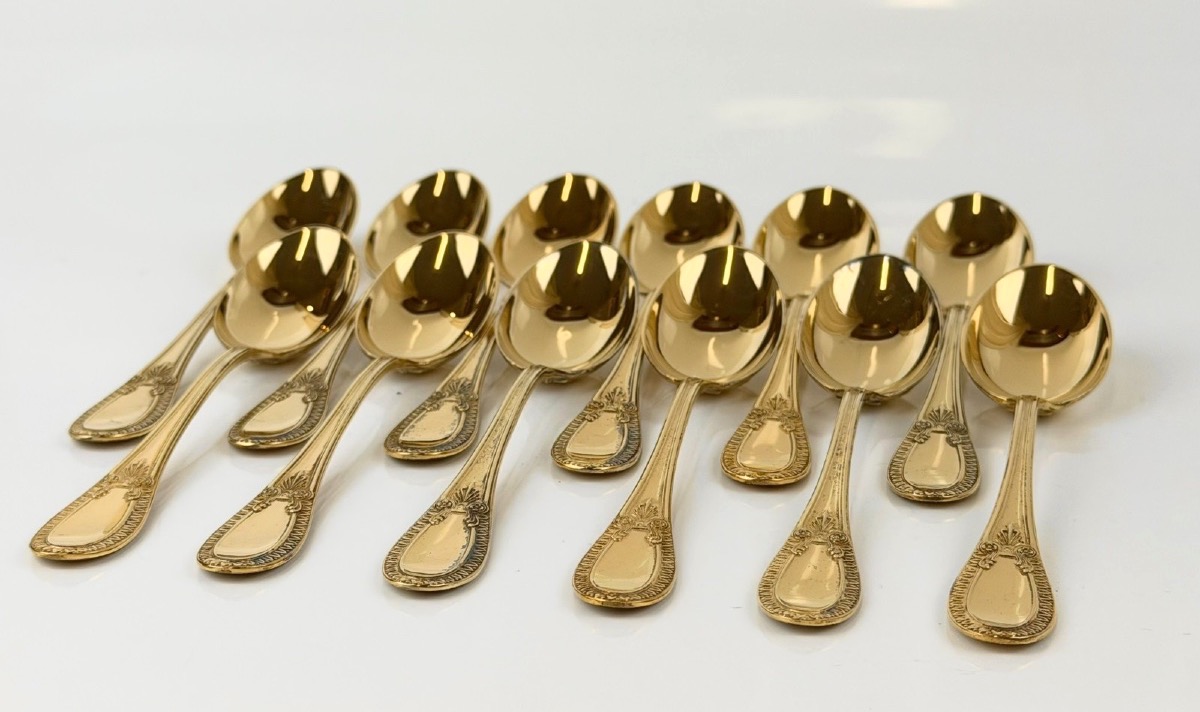 12 Vermeil Teaspoons By Hénin-photo-4