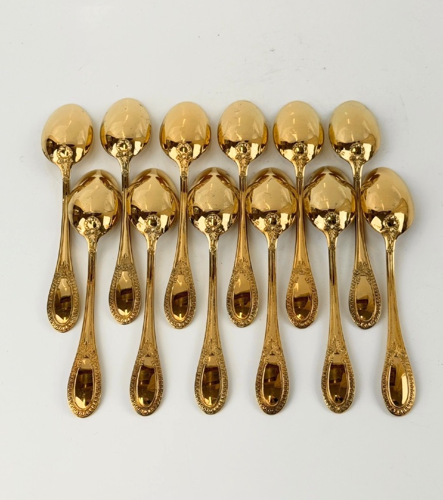 12 Vermeil Teaspoons By Hénin-photo-6