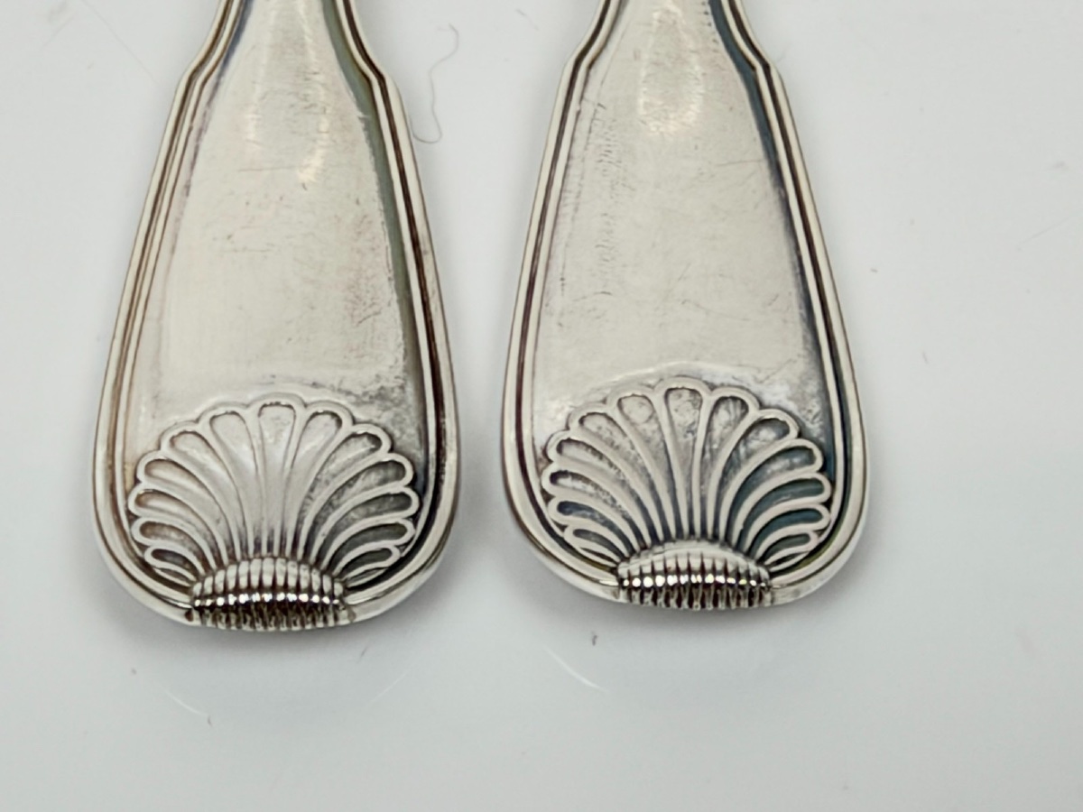 26-piece Solid Silver Fish Serving Set, Coat Of Arms, Seashell-photo-3