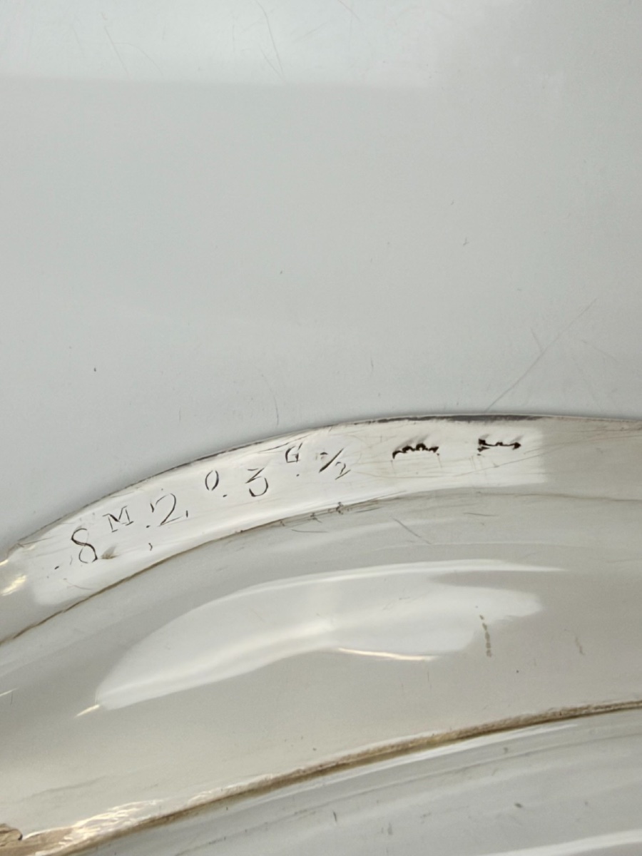 Plat ovale 18ème en argent massif filets-photo-3