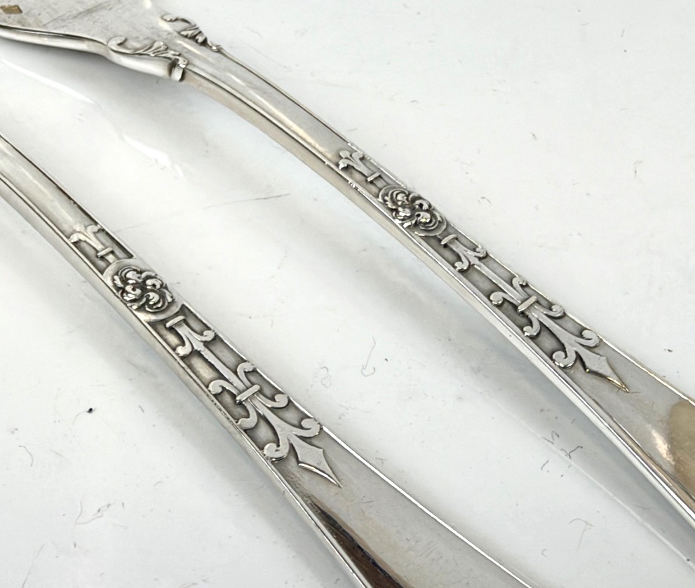 Set Of 6 Solid Silver Fish Cutlery Pieces, "fer De Lance" Design, By Christofle-photo-5