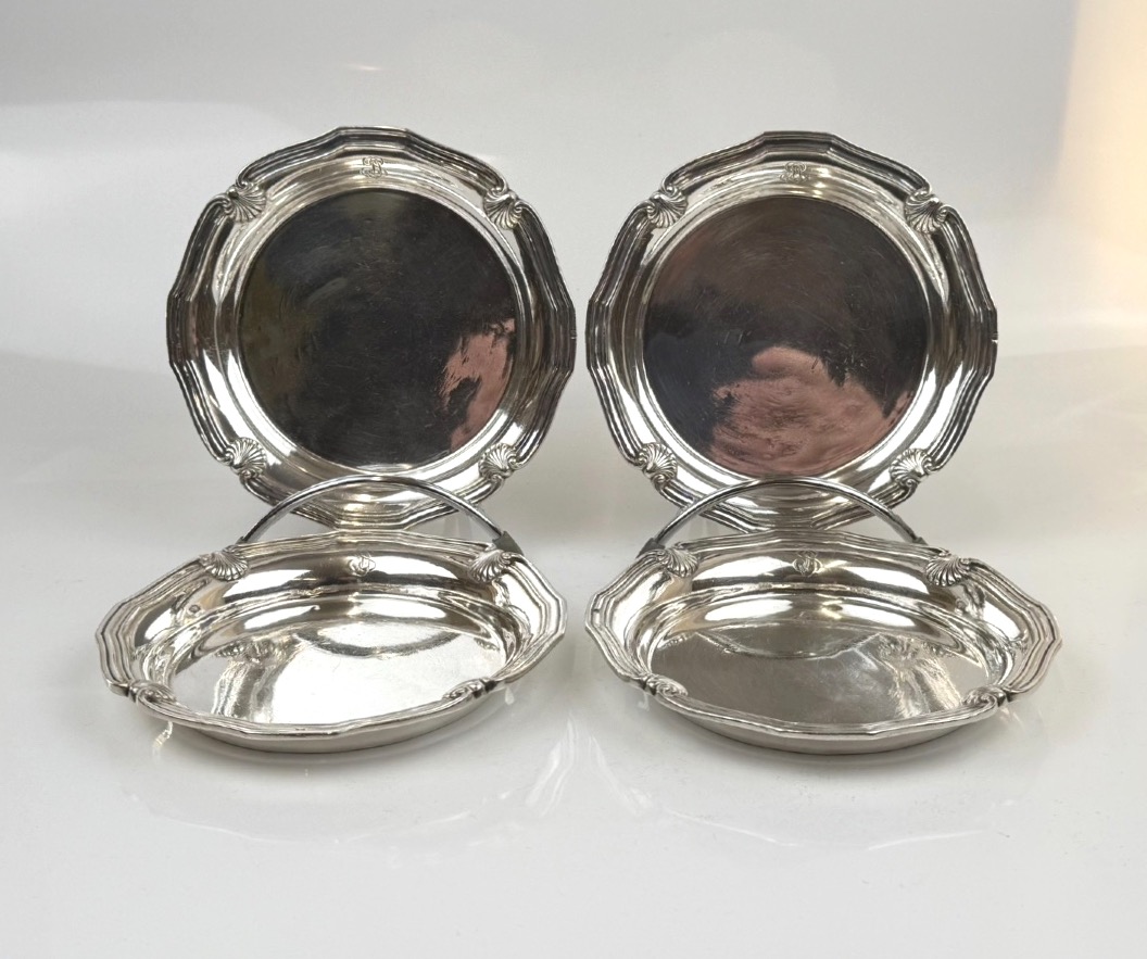 Suite de 4 dessous de bouteille en argent massif maison Tétard-photo-7