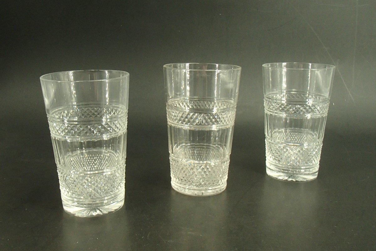 3 Verres En Cristal Taillé Forme Américaine Baccarat-photo-1