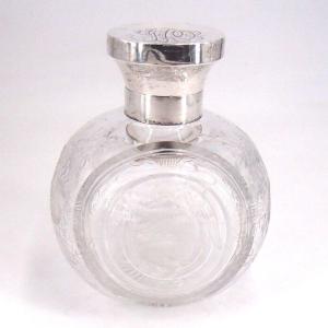 Glass Toilet Flask And Sterling Silver Stopper