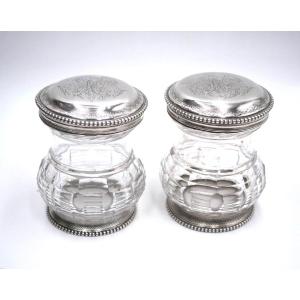 Pair Of Crystal, Silver And Vermeil Bottles By Aucoc
