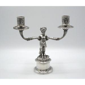 Candlestick In Sterling Silver With Fauna Decor