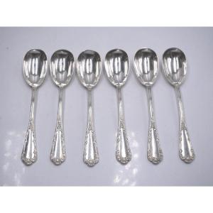 Series Of 6 Egg Spoons In Sterling Silver