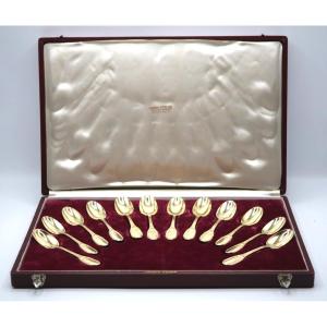 Coffret de 12 cuillères à café ou thé en vermeil par L'appaira