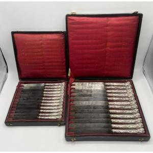 24 Knives With Silver-plated Handles