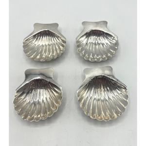 Suite de 4 coupelles coquilles en argent massif sterling
