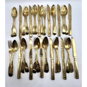 Ménagère à entremets, 36 pièces, vermeil, Russie, 19ème