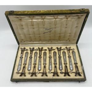 Suite Of 12 Ribbed Sleeves Silver-plated Sleeves