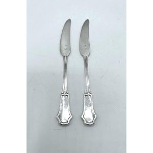 Pair Of Tartineur Knives In Sterling Silver By Keller