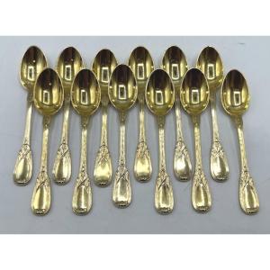 12 cuillères à moka en vermeil