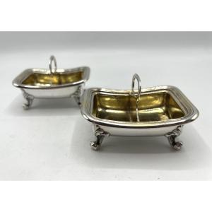 Pair Of Solid Silver Double Salerons By Odiot