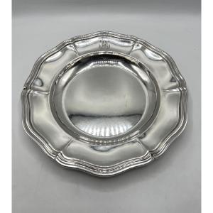 Plat rond creux en argent massif par Odiot