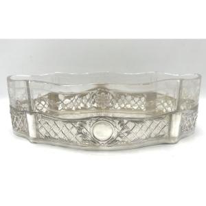 Jardinière - centre de table en argent massif et cristal