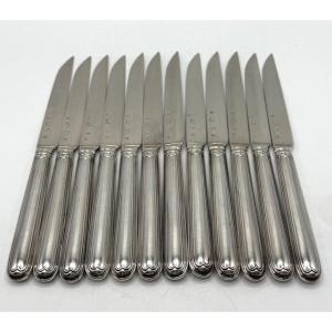 12 Solid Silver Fruit Knives From The 18th Century
