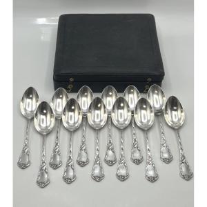 12 cuillères à café en argent massif art nouveau