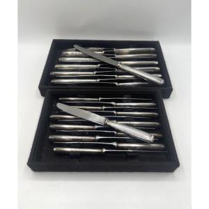 Set Of 24 Malmaison Christofle Table And Dessert Knives