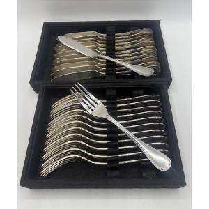 Set Of 6 Malmaison Christofle Fish Cutlery Pieces