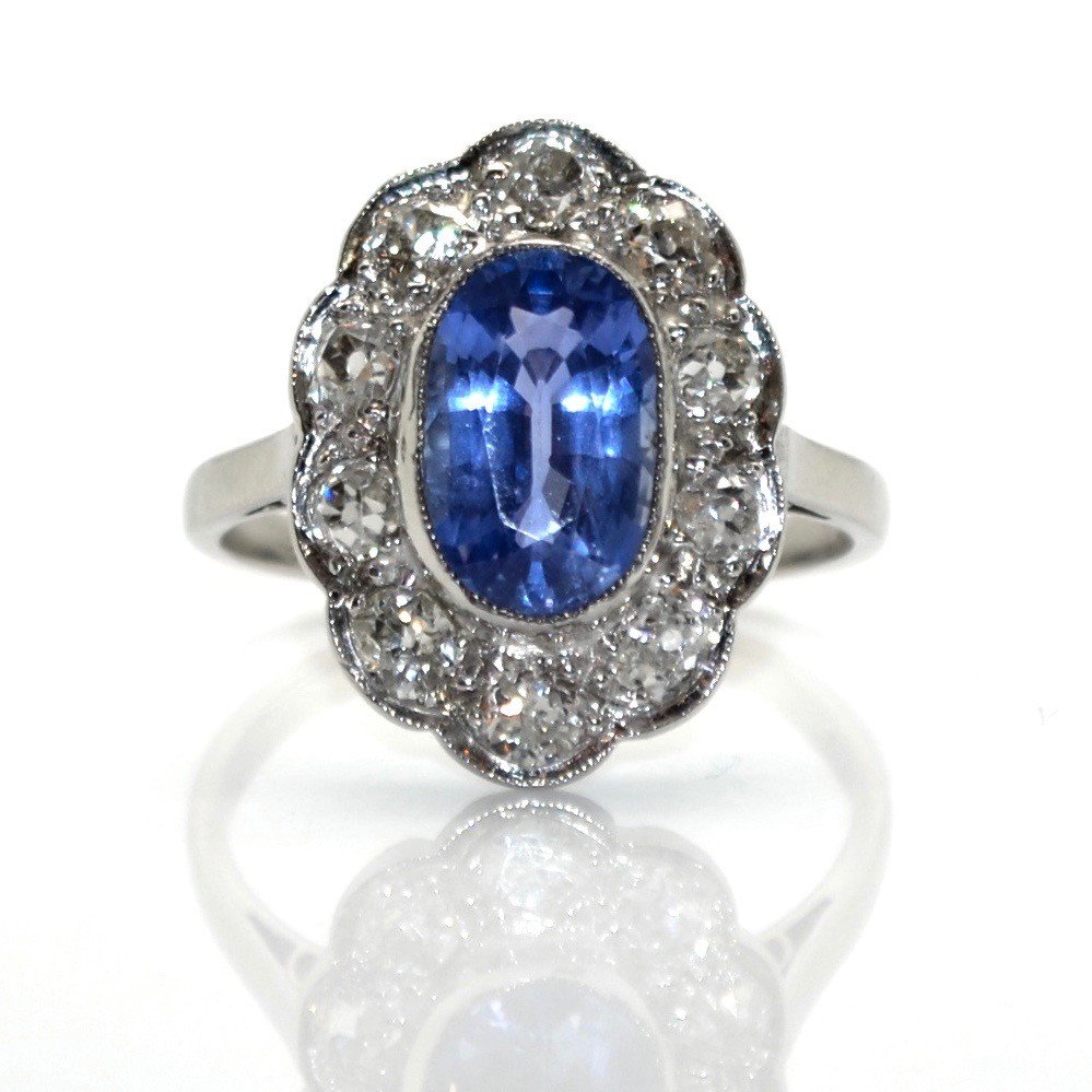 Art Deco Sapphire And Diamond Entourage Ring