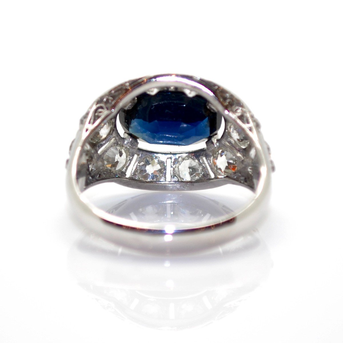 Art Deco Diamond And Sapphire Cluster Ring-photo-2