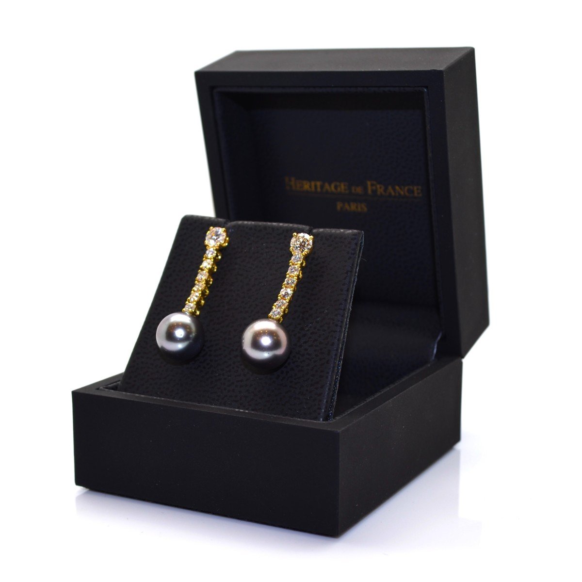 Boucles d'Oreilles Pendantes Diamants Et Perles-photo-4