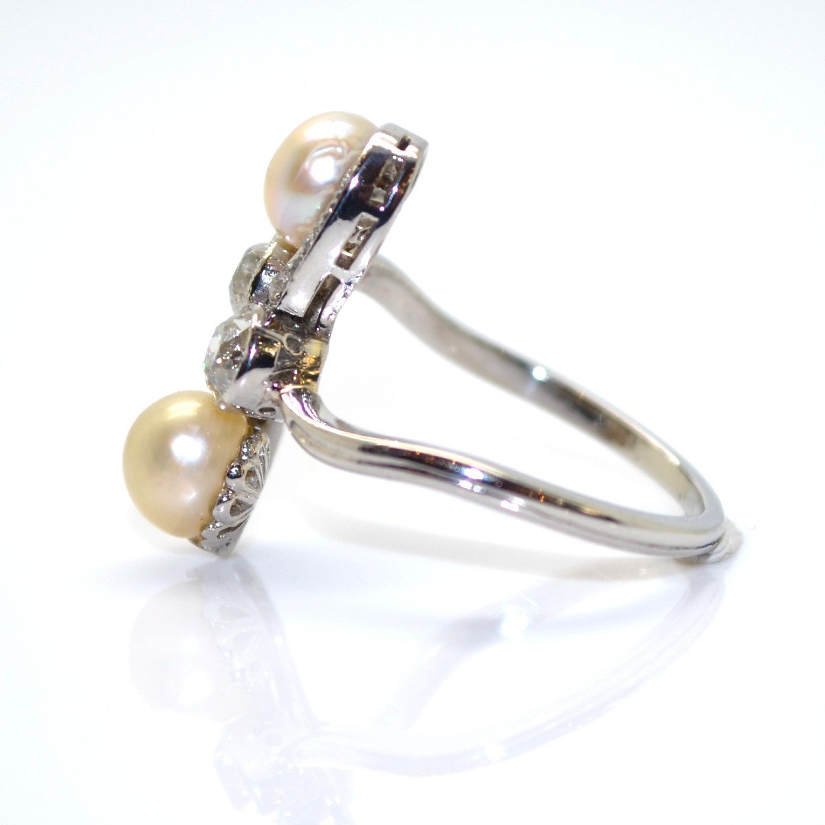 Bague Toi Et Moi Diamants Et Perles-photo-3