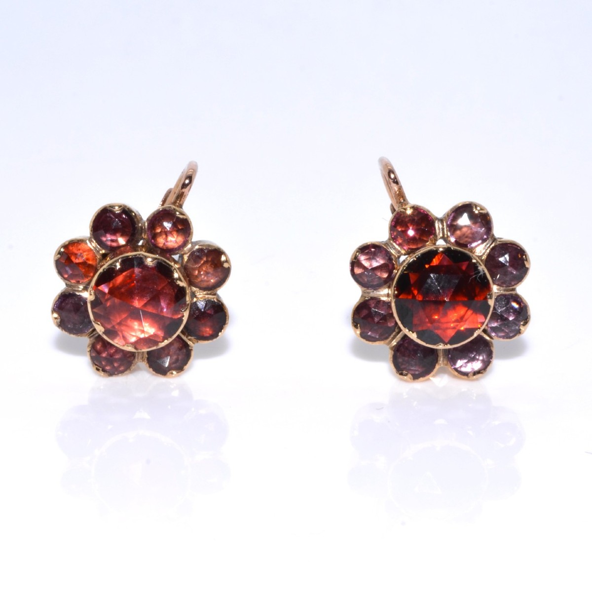 Garnet Dormeuses Daisy Earrings