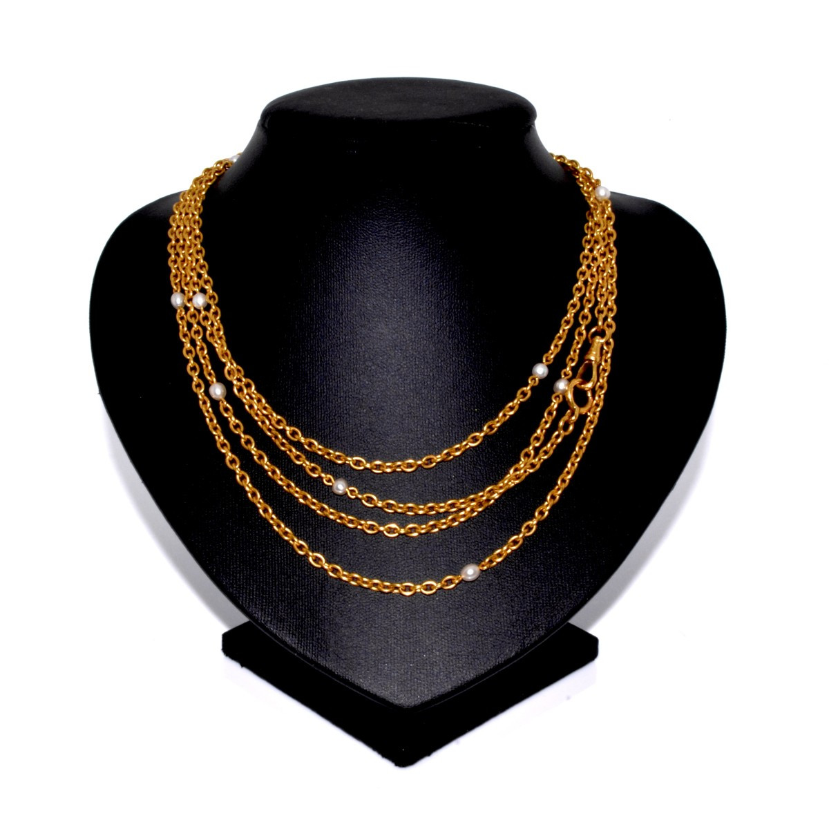 Sautoir Ancien En Or Jaune Et Perles