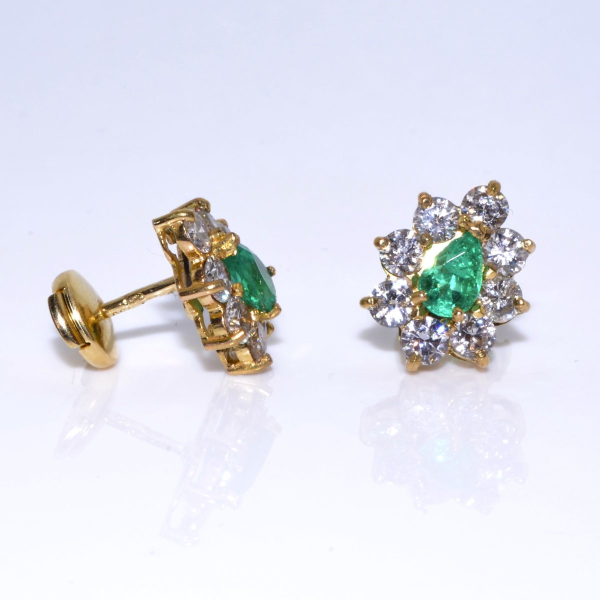 Boucles d'Oreilles Vintage Diamants Et émeraude-photo-2