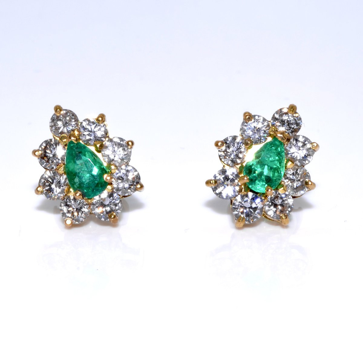 Boucles d'Oreilles Vintage Diamants Et émeraude-photo-3