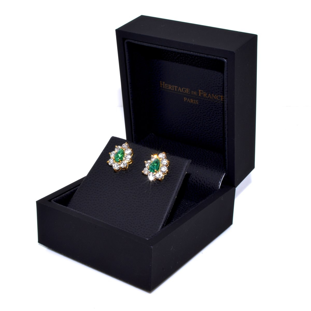 Boucles d'Oreilles Vintage Diamants Et émeraude-photo-4