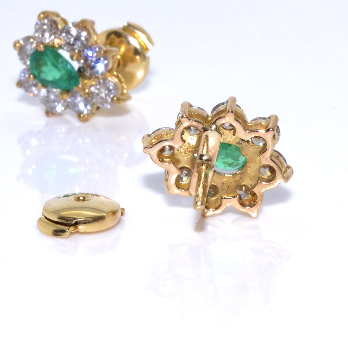 Boucles d'Oreilles Vintage Diamants Et émeraude-photo-1