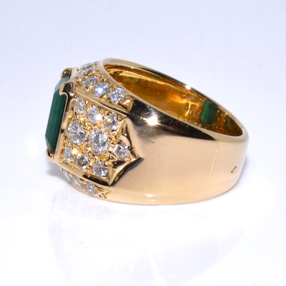 Bague jonc émeraude et diamants-photo-3