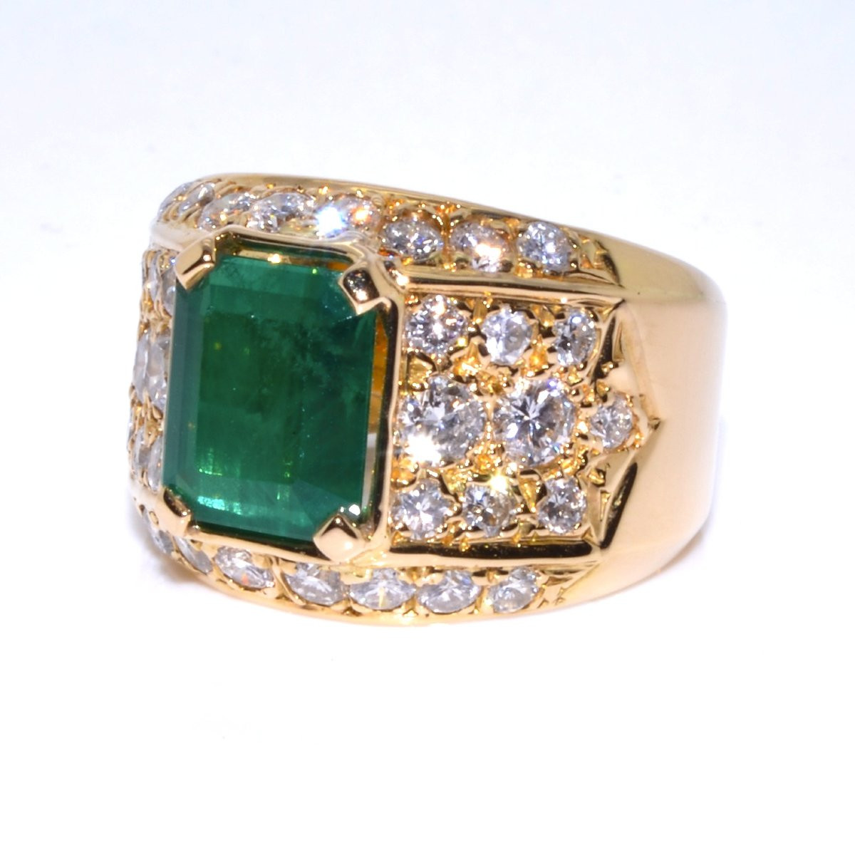 Bague jonc émeraude et diamants-photo-4