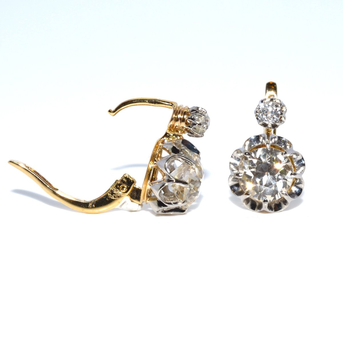 Boucles d'oreilles dormeuses diamants - environ 2,20 carats total-photo-3