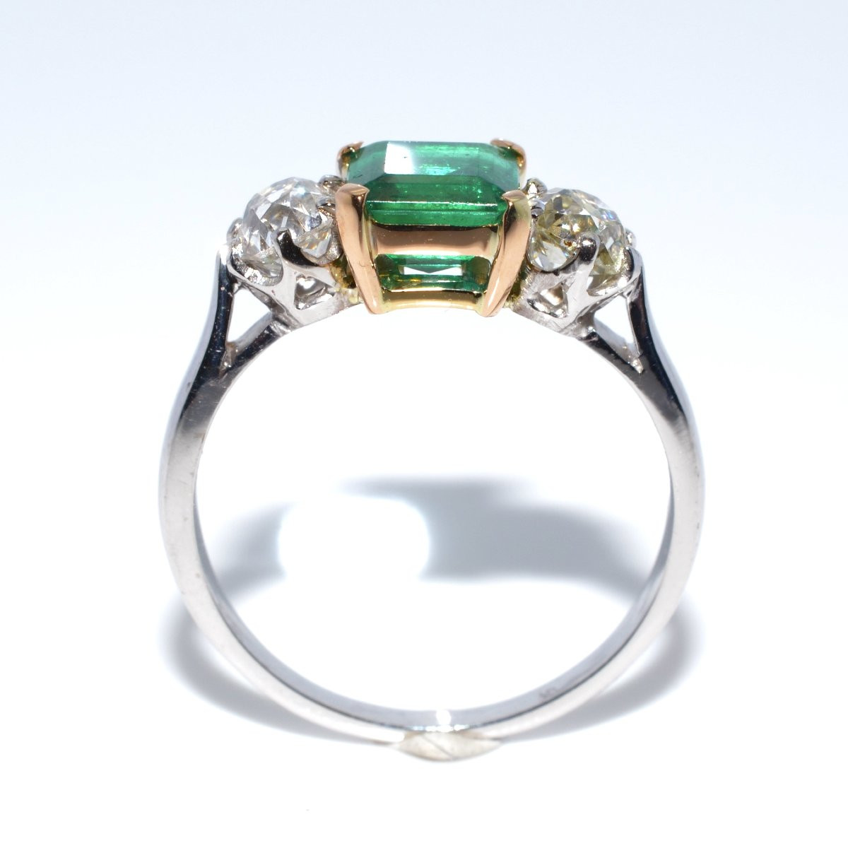 Bague trilogie émeraude et diamants-photo-3