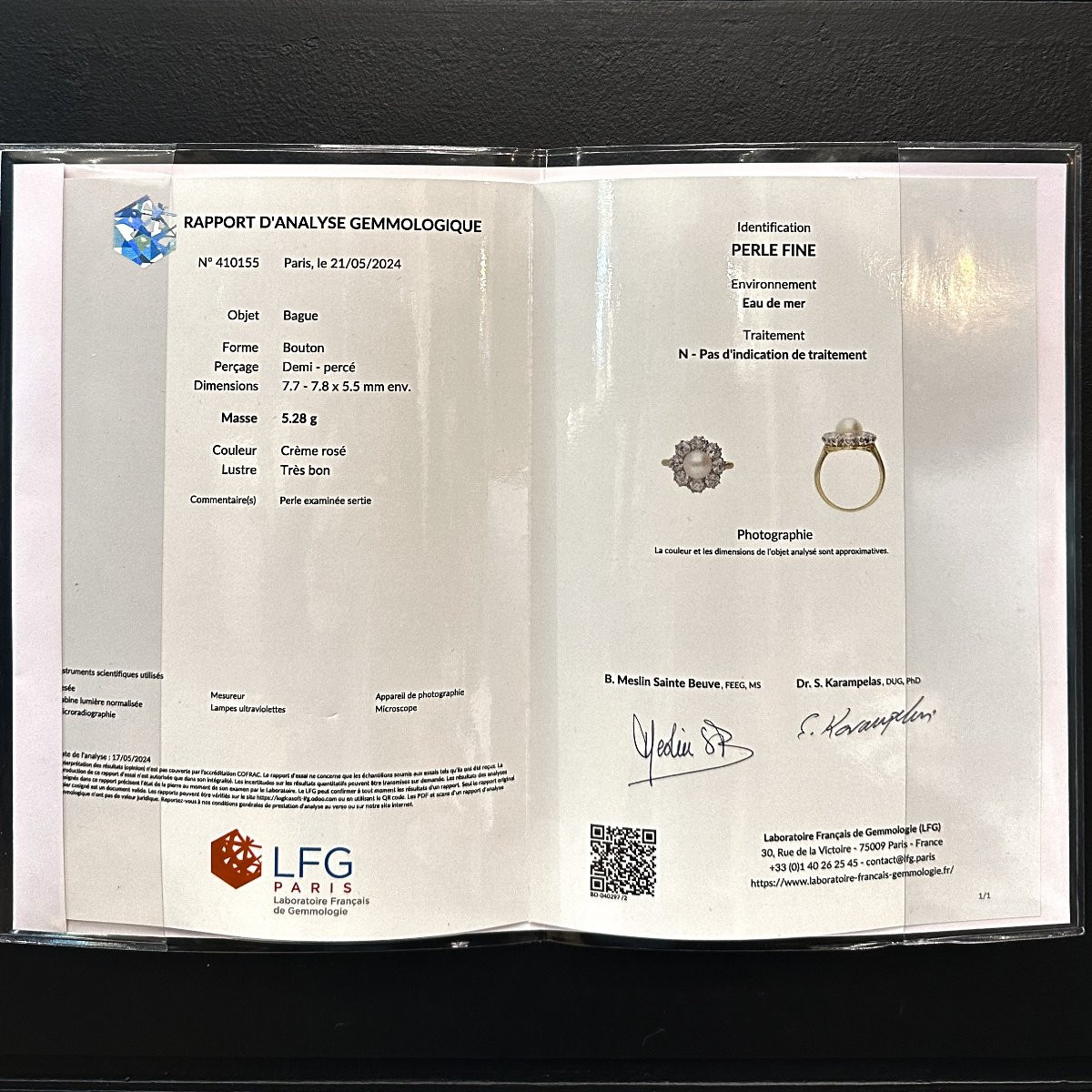 Pompadour Diamond And Natural Pearl Ring-photo-1