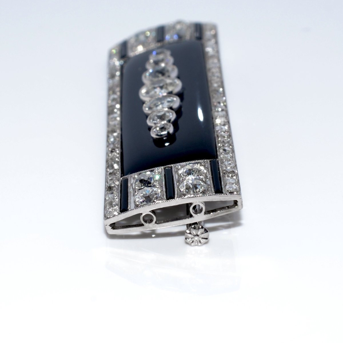 Broche Art Deco onyx et diamants-photo-2