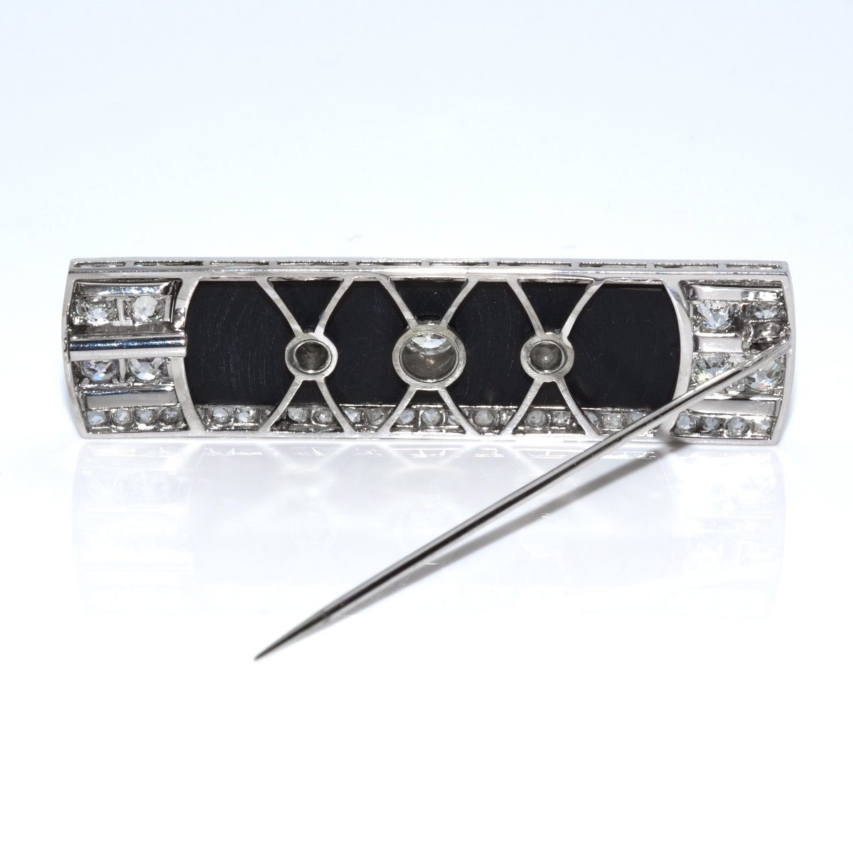 Broche Art Deco onyx et diamants-photo-4