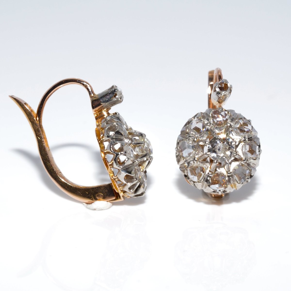 Boucles d'oreilles dormeuses marguerites diamants-photo-3