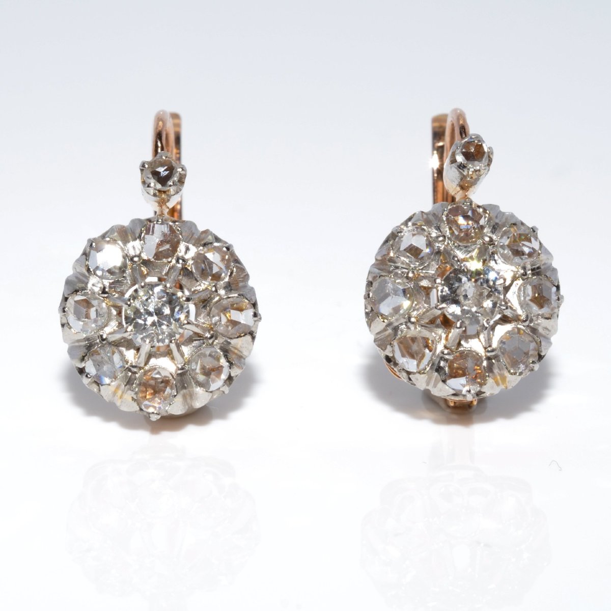 Boucles d'oreilles dormeuses marguerites diamants-photo-4