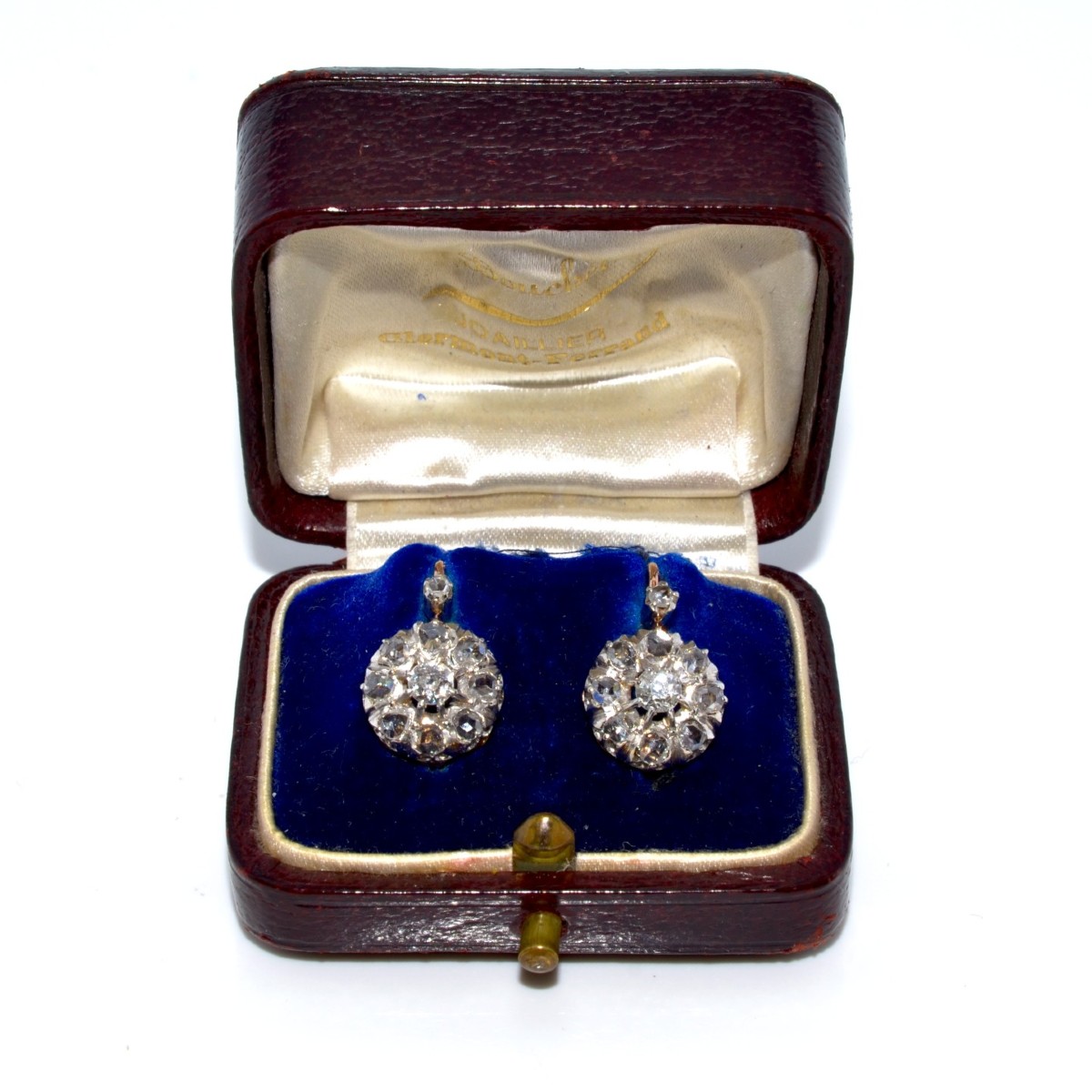 Boucles d'oreilles dormeuses marguerites diamants
