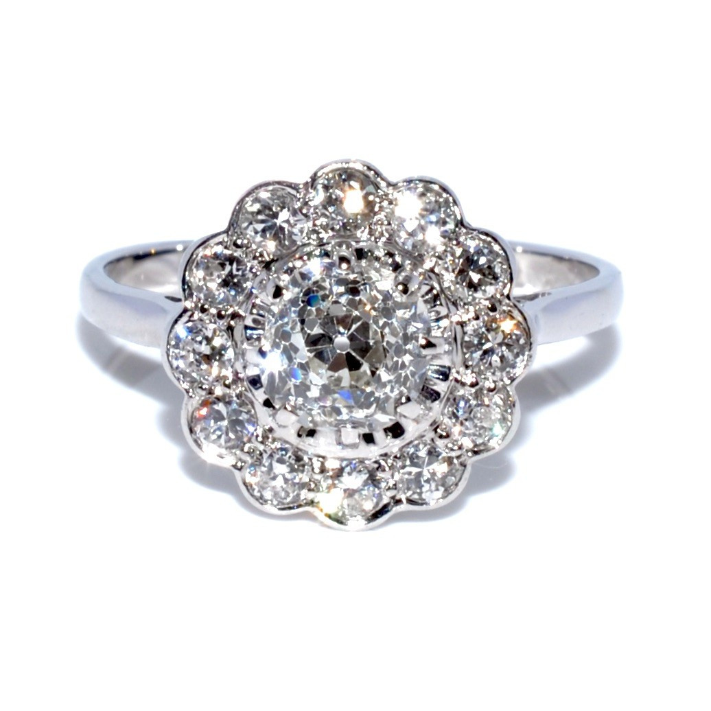 Bague Art Déco marguerite diamants