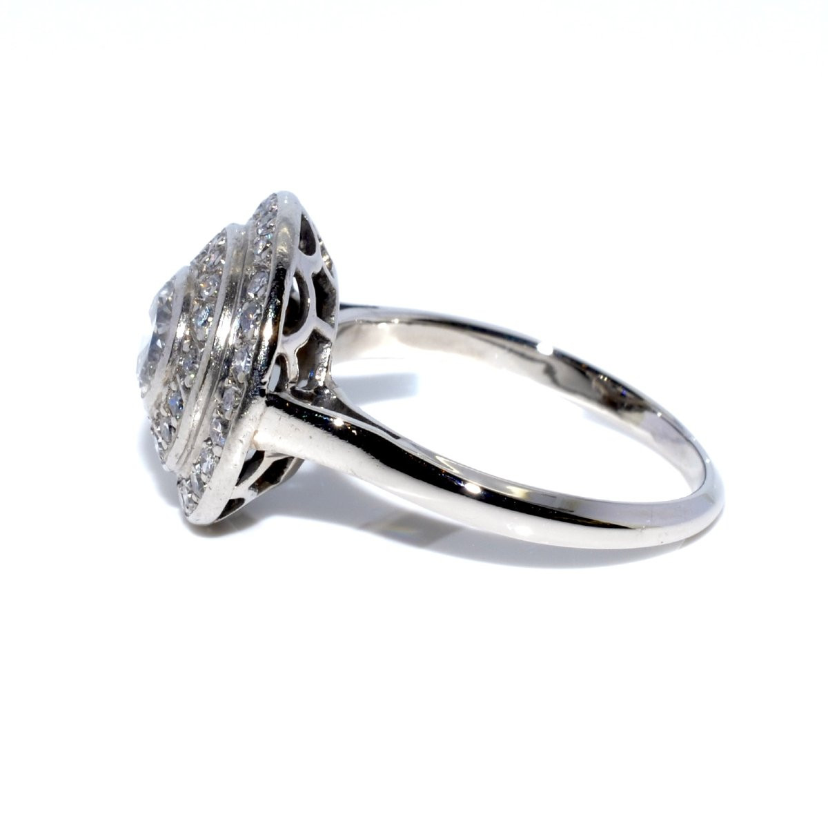 Bague Art Déco double entourage diamants-photo-3